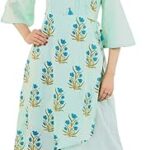 Vihaan impex élégant coton femme manches trois quarts turquoise bleu kurti