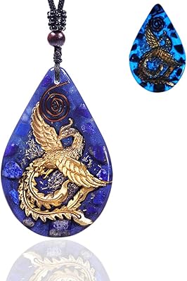 Collier lapis lazuli qui brille dans le noir avec pendentif phoenix