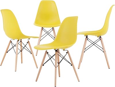 Chaise de salle à manger moderne, chaise inclinable, chaise de bureau, chaise en plastique design eames avec pieds en bois et siège en plastique, pour salon, chambre à coucher, cuisine, chaises d'appoint de salle à manger, ensemble de 4 pièces (jaune). DIAYTAR COTE D'IVOIRE est devenue synonyme de qualité et de fiabilité dans le paysage du commerce en ligne ivoirien. Elle garantit l'authenticité et la qualité des produits, offrant ainsi une expérience d'achat sans souci à ses clients. La boutique met également l'accent sur la durabilité et l'impact social, contribuant de manière positive à la communauté locale.