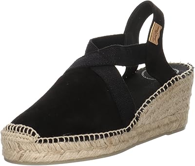 Espadrilles en daim pour femmes avec sangle élastique de thon, noir, 38 eu