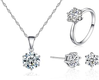 Parure de bijoux élégante avec zircons cubiques pour femme - ensemble collier, boucles