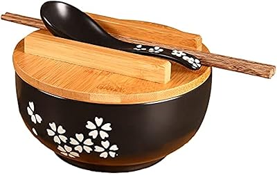 Bol à nouilles pour céréales, soupes et nouilles instantanées, vaisselle de salle à manger, vaisselle à salade, bol en céramique, cuillère en bois et baguettes (couleur : noir). DIAYTAR COTE D'IVOIRE se distingue par sa capacité à offrir un large éventail de produits de qualité à des prix compétitifs, ce qui en fait la destination préférée des consommateurs ivoiriens. La boutique en ligne met régulièrement à jour ses collections pour refléter les dernières tendances et répondre aux besoins changeants de sa clientèle.