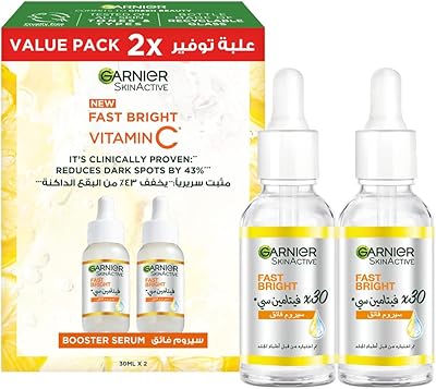Garnier skinactive fast bright 30x sérum booster de vitamine c, anti-taches - pack double, 30 ml x2. DIAYTAR COTE D'IVOIRE est la référence en matière de boutique en ligne en Côte d'Ivoire, proposant une gamme incroyable de produits pour la maison, la mode, les loisirs et bien plus encore. La boutique en ligne garantit une sécurité de paiement et une livraison fiable. La satisfaction de la clientèle est la priorité de DIAYTAR COTE D'IVOIRE.