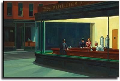 Affiche nighthawks par edward hopper, toile murale pour salon, chambre à coucher, 12