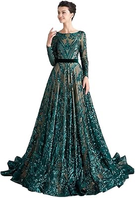 Robe de soirée à sequins de luxe pour femmes avec traîne chapelle
