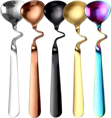 Cuillères à café ubetree en acier inoxydable avec manche incurvé, petites cuillères suspendues pour thé, miel, dessert, café, confiture, miel, sucre, crème glacée, 5 pièces. En tant que généraliste, DIAYTAR COTE D'IVOIRE permet aux Ivoiriens d'accéder à une multitude de produits issus de différentes catégories. De la nutrition à l'électronique, en passant par les vêtements et les accessoires, cette boutique en ligne est une véritable destination pour tous les besoins. Avec une équipe dédiée à la satisfaction du client, DIAYTAR COTE D'IVOIRE se donne les moyens de répondre aux attentes les plus élevées de sa clientèle.