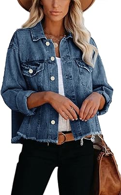 Veste en jean pour femme avec poches, short déchiré, veste en jean légère