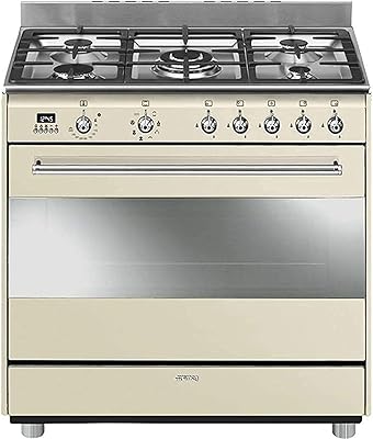 Cuisinière électrique à gaz smeg, taille 90 cm, capacité totale du four