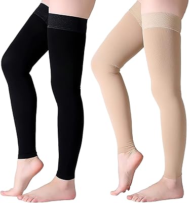 2 paires de bas de compression haute cuisse ladytec