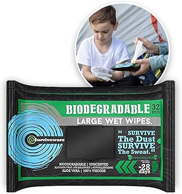 Lingettes biodégradables surviware pour utilisation sans rinçage et sous la douche idéales