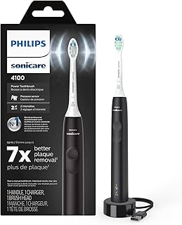 Brosse à dents électrique philips sonicare 4100, rechargeable avec capteur de pression, noir