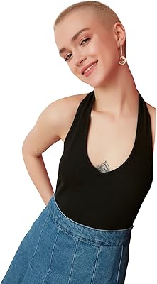 Chemisier tricoté côtelé noir trendyol pour femme