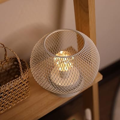 Lampe de table moderne en maille métallique à piles de 6,0" de hauteur