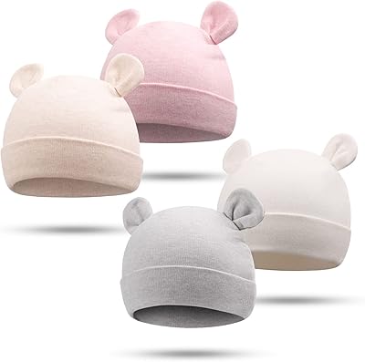 Chapeau d'hôpital épais en coton ours mignon bamri pour nouveau-né de 0 à