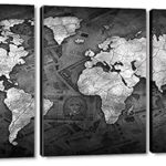 Mamajoo toile murale en noir et blanc avec images de carte du monde