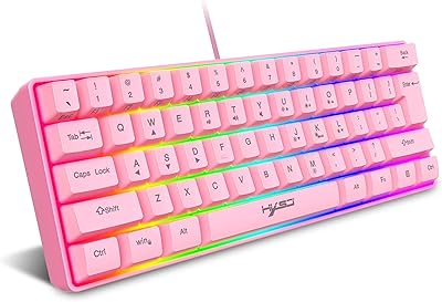 Clavier de jeu filaire hxsj v700, streamer rvb, 61 touches pour jeux/bureau, noir