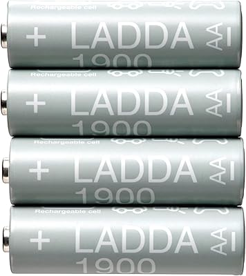 Piles rechargeables ikea aa hr6 12 v 1900 mah gris paquet de 4