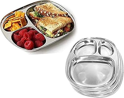 Assiette plate multi-usages royal safaire en acier inoxydable | assiette à compartiment 3