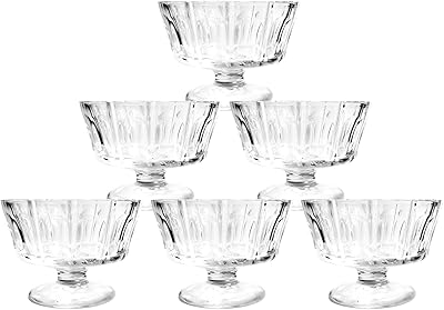 Bols en verre à crème glacée binsakao, ensemble de 6 bols à dessert