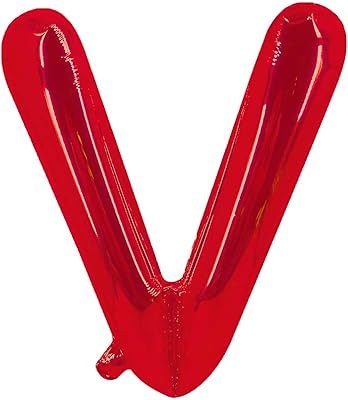 Ballon en aluminium avec lettre party time, taille 16 pouces, lettre v (rouge)