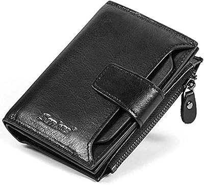 Portefeuille pour homme en cuir véritable avec blocage rfid, 18 emplacements pour cartes