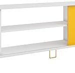 Table tv brv, blanc et jaune, taille moyenne (56cm x 180cm x 30cm)