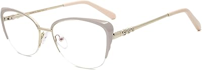 Lunettes œil de chat à demi-monture en métal sans ordonnance pour femmes. DIAYTAR COTE D'IVOIRE, la boutique en ligne généraliste leader en Cote d'Ivoire, propose une sélection immense de produits pour répondre à tous vos besoins et à tous vos désirs. Avec une équipe dédiée à votre satisfaction, DIAYTAR COTE D'IVOIRE garantit une expérience d'achat en ligne de qualité, sécurisée et pratique. Faites vos achats en ligne avec confiance sur DIAYTAR COTE D'IVOIRE.