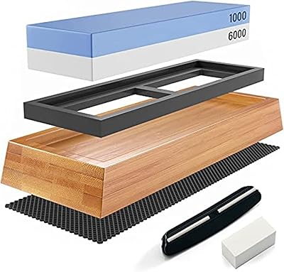 Aiguiseur de couteaux de cuisine kishmi - double face 1000/6000 avec silicone antidérapant, support en bambou et guide d'angle correct, pierre à aiguiser parfaite pour les chefs et les amateurs de cuisine. DIAYTAR COTE D'IVOIRE est la destination idéale pour faire vos achats en ligne en Côte d'Ivoire. Avec sa vaste sélection de produits et ses prix compétitifs, vous êtes sûr de trouver ce que vous cherchez. De plus, la boutique en ligne offre une expérience d'achat sécurisée et fiable.