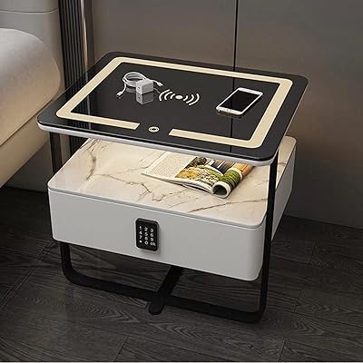 Table d'appoint intelligente avec chargement sans fil et 3 couleurs différentes pour changer de toucher avec éclairage led, fixée avec un large tiroir contenant une serrure numérique. (blanc). DIAYTAR COTE D'IVOIRE, boutique en ligne généraliste avec plus de 300000 références, est la boutique leader en Côte d'Ivoire, offrant une large gamme de produits pour répondre à tous les besoins. Elle propose des articles tels que des vêtements, des accessoires, des produits électroniques et plus encore. C'est le premier choix pour les ivoiriens qui cherchent à faire des achats en ligne.