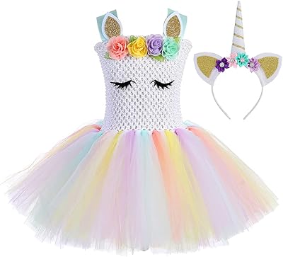 Robe tutu arc-en-ciel pour filles, robes de fête d'anniversaire, robes de fête d'anniversaire