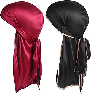 Chapeau durag en soie pour hommes, casquette turban bandana en soie douce 360