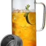 Carafe à eau en verre avec couvercle en borosilicate au design moderne