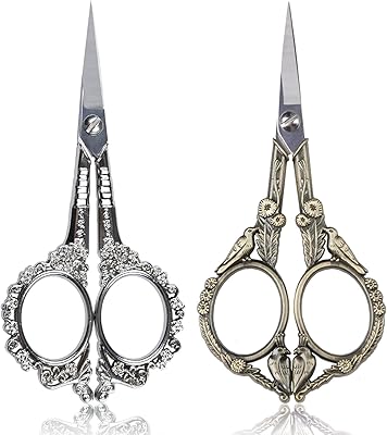Ciseaux à sourcils vintage en acier inoxydable micro-brodé pour soins des ongles, poils