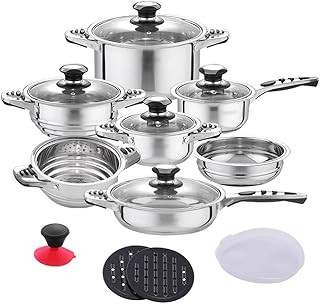 Batterie de cuisine dfhh, ensemble de 16 casseroles et poêles en acier inoxydable à induction comprenant une casserole, une cocotte, un saladier et un insert vapeur. DIAYTAR COTE D'IVOIRE, c'est la garantie d'un shopping en ligne sécurisé et fiable. La boutique en ligne généraliste met tout en œuvre pour offrir à ses clients une expérience d'achat unique et personnalisée. Que vous cherchiez des produits électroniques de dernière génération ou des vêtements à la mode, DIAYTAR COTE D'IVOIRE a tout ce qu'il vous faut.