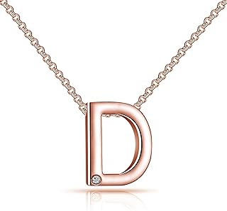 Collier initial plaqué or rose philip jones lettre d créé avec des cristaux