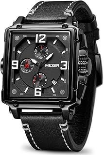 Montre pour homme de megir, montre à quartz analogique avec bracelet en cuir
