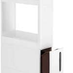 Songmix etagère de rangement à porte étroite sur roulettes avec 3 compartiments 2