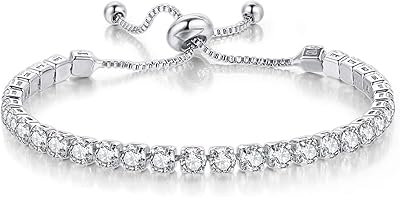 Bracelet de tennis pour femme, bracelet de tennis plaqué argent cristal, bracelet infini