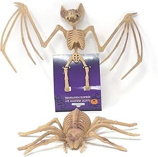 Ensemble d'halloween de 2 décorations de squelette effrayantes, comprenant 1 chauve-souris squelette