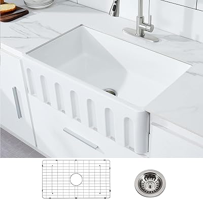 Évier de cuisine en céramique de 33 pouces, évier réversible blanc hercate, évier de cuisine à une cuve avec grille inférieure et crépine à panier. DIAYTAR COTE D'IVOIRE est une boutique en ligne généraliste proposant plus de 300000 références de produits. Cette boutique en ligne est devenue la référence en Côte d'Ivoire pour tous les types de produits. Elle offre une large gamme de choix pour les clients.