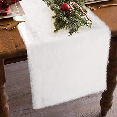 Nappe en fourrure de noël blanche yubo, taille 15 x 72 pouces
