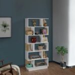 Bibliothèque home box de leon, dimensions 80 x 186,5 x 30 cm, blanc/beige