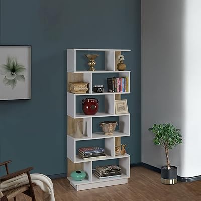 Bibliothèque home box de leon, dimensions 80 x 186,5 x 30 cm, blanc/beige