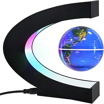 Globe flottant magnétique de 3" avec lumières led avec base en forme