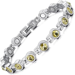 Bracelet de thérapie magnétique en titane et cristal brillant ren su pour femmes
