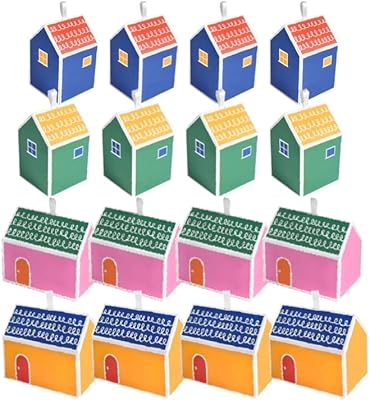 16 pièces de bonbonnières en forme de maison avec ruban de couleurs assorties