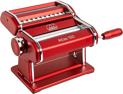 Machine à pâtes marcato atlas, fabriquée en italie, noire, avec coupe-pâtes, manivelle