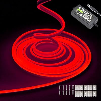 Bande de lumière au néon rouge 16,4 pieds/5 m, bande de lumière au