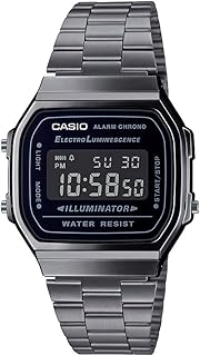 Montre à quartz unisexe casio, affichage numérique et bracelet en acier inoxydable, modèle