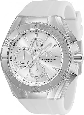 Montre à quartz pour homme avec cadran argenté et bracelet en silicone blanc